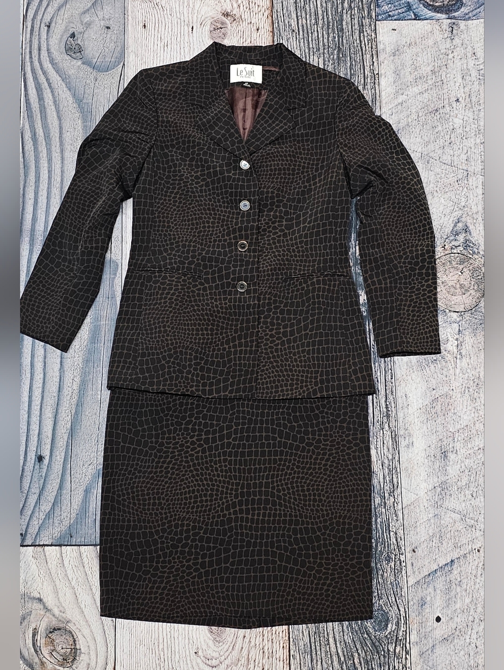Le Suit 2 Piece Skirt Set Women's Petite Size 4P Academia Business Casual